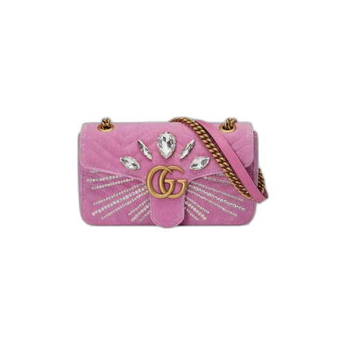 Gucci GG Marmont Small Shoulder Bag 'Pink Chevron'