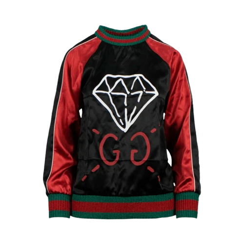 Gucci GG Diamond Long-Sleeve Silk Top 'Red'