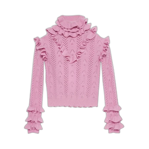 Gucci Pointelle Wool Eyelet Turtleneck 'Pink'