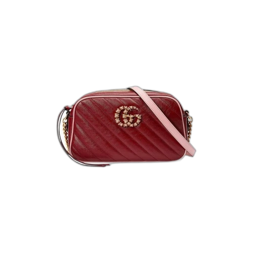 Gucci GG Marmont Small Shoulder Bag 'Dark Red/Pastel Pink'