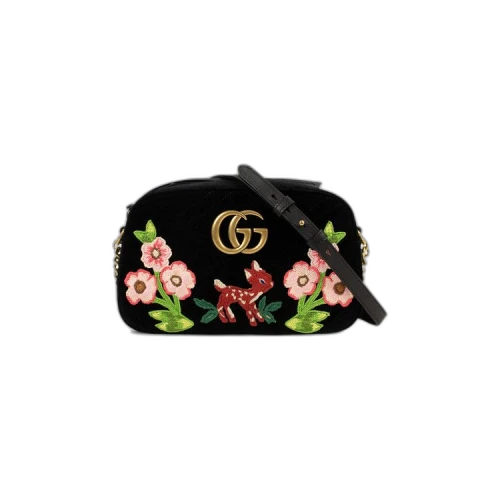 Gucci Small GG Marmont Velvet Bag 'Black'