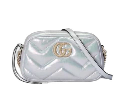 Gucci GG Marmont Small Camera Shoulder Bag Green Iridescent