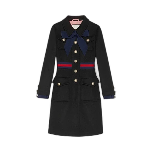 Gucci Bow-Detailed Wool Coat 'Black'
