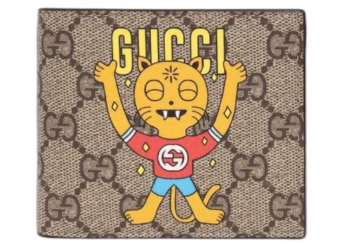 Gucci x Pablo Delcielo Cat Print Wallet Beige Multi