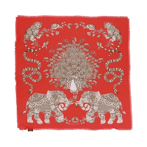 Gucci Elephant Print Scarf 'Red'
