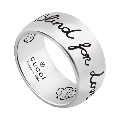 Gucci Sterling Silver Blind for Love Engraved Ring Silver