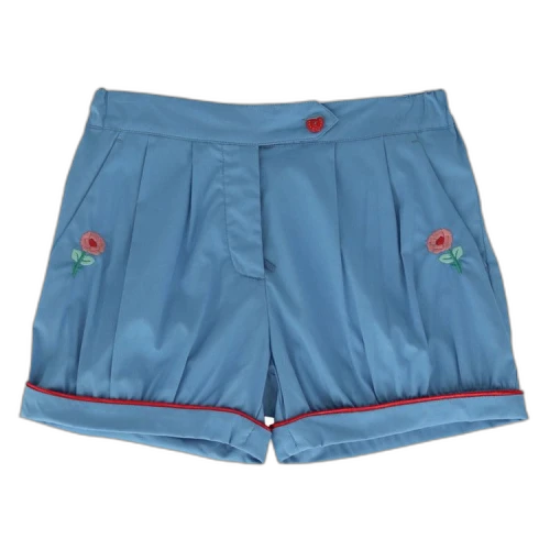 Gucci Kids Floral Embroidered Poplin Shorts 'Dark Serenity'
