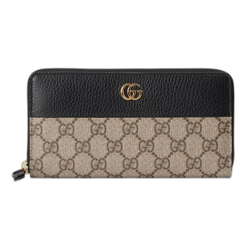 Gucci GG Marmont Zip Around Wallet 'Black/Beige'
