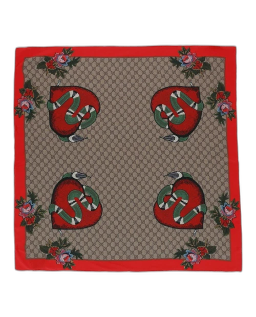 Gucci GG Snake Print Scarf Red