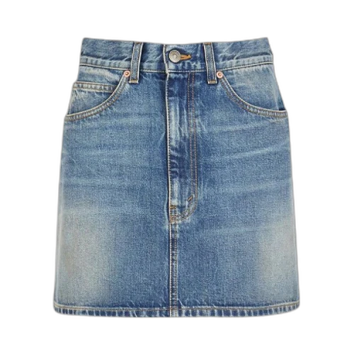 Gucci Denim Embroidered Cat Miniskirt 'Blue'