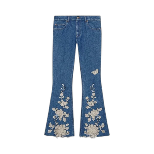 Gucci Embroidered High-rise Flared Jeans 'Blue'