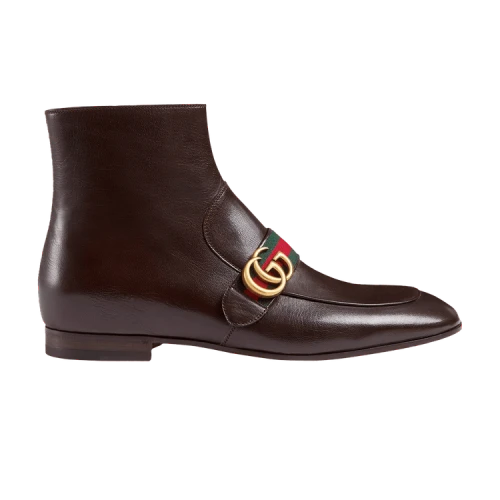 Gucci Donnie Leather Boot 'Double G - Cocoa'