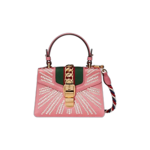 Gucci Sylvie Crystal Mini Top Handle Bag 'Pink'