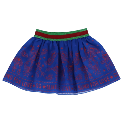 Gucci Kids Space Cats Mini Skirt 'Royal Blue/Red/Green'