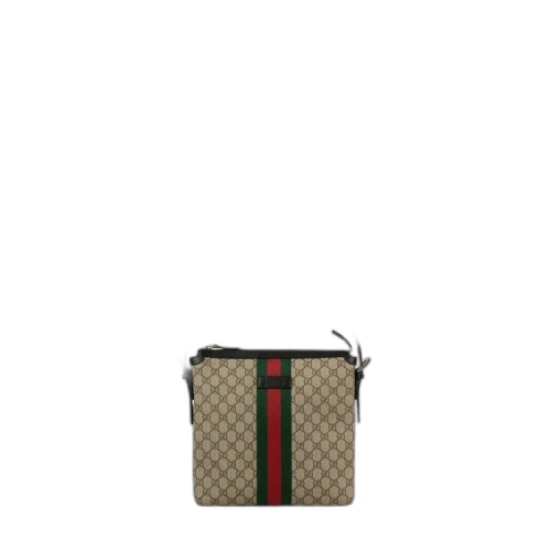 Gucci Cotton Supreme "Ophidia" Web GG Flat Medium Messenger Bag 'Brown'