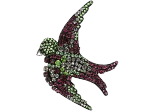 Gucci Crystal Embellished Bird Brooch Multi