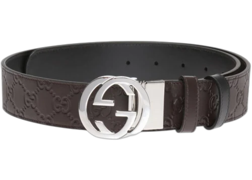 Gucci Interlocking G buckle Reversible Belt Brown Black