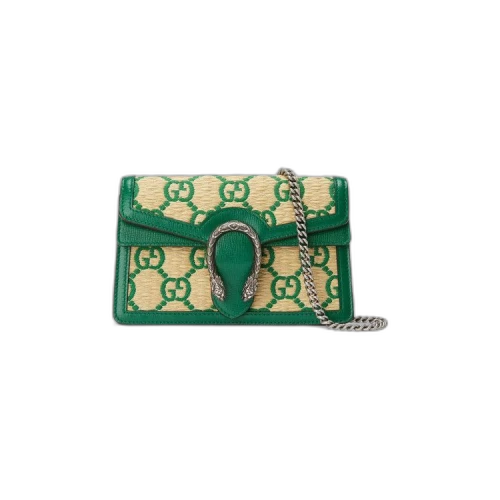 Gucci Dionysus Super Mini Bag 'Green GG Straw Effect'