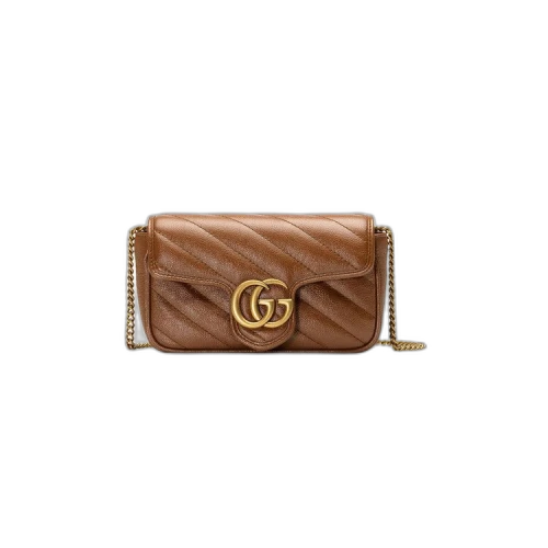 Gucci GG Marmont Matelassé Super Mini Bag 'Brown'