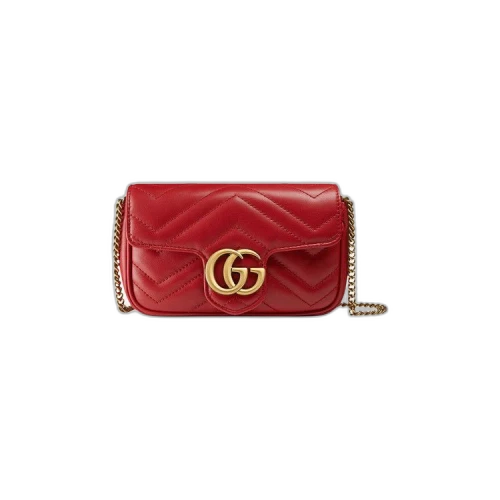 Gucci GG Marmont Matelass� Leather Super Mini Bag 'Hibiscus Red'