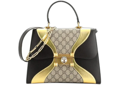 Gucci Osiride GG Supreme Top Handle Bag Medium Gold/Black