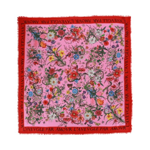 Gucci Flora Snake Print Scarf 'Pink'