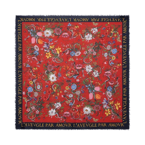 Gucci Flora Snake Print Scarf 'Red'