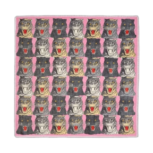 Gucci Tiger Heads Print Scarf 'Pink'