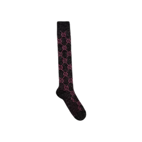 Gucci Cotton Lam GG Socks 'Black Pink' (Women's)