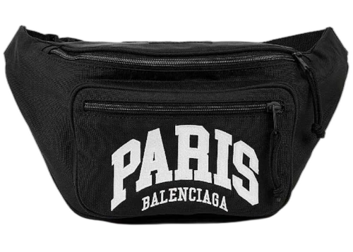 Balenciaga Cities Paris Explorer Nylon Belt Bag Black