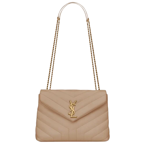 Saint Laurent Small Loulou Matelasse Leather Shoulder Bag 'Dark Beige'