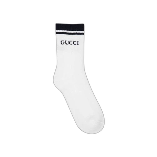 Gucci Logo-intarsia Cotton-Blend Socks 'White Black'