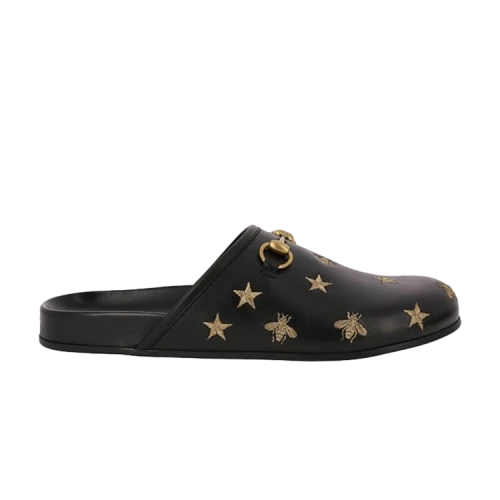 Gucci Horsebit Leather Embroidered Slipper