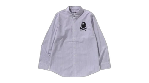 BAPE Crossbone Stripe Bd Shirt White