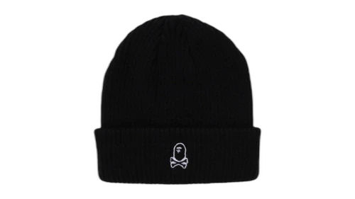BAPE Ape Crossbone One Point Knit Cap Black