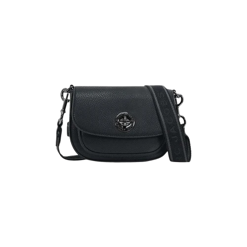 Marc Jacobs DTM Signet Turnlock Small Saddle Bag Black