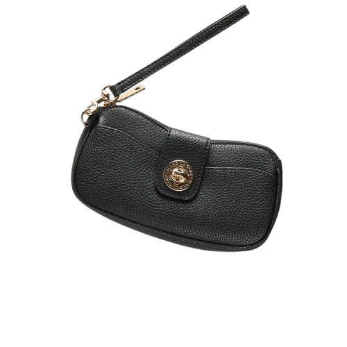 Marc Jacobs Signeted Turnlock Slg Wristlet Bag Black
