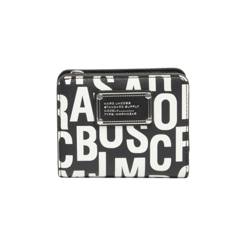 Marc Jacobs Jumbled Logo Trademarc Slg Mini Compact Wallet Black White
