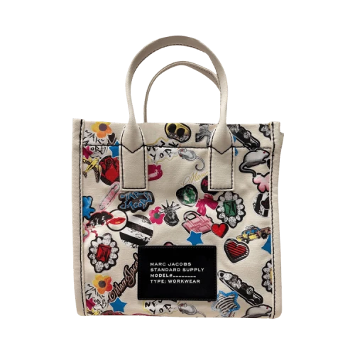 Marc Jacobs Medium Tote Sticker Print Canvas Standard Supply Bag 'White/Multicolor'
