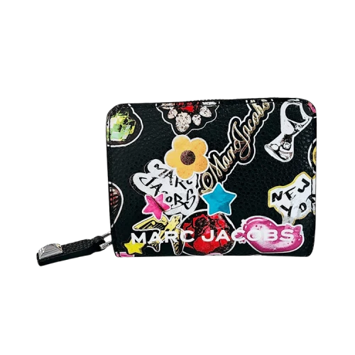 Marc Jacobs Sticker Print Bold Mini Compact Wallet 'Black/Multicolor'