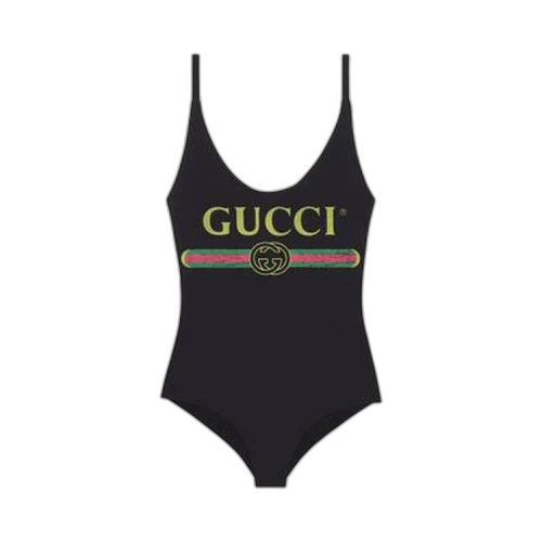 Gucci Logo Bodysuit 'Black/Multicolor'