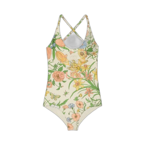Gucci Stretch Fabric Swimsuit With Flora Print 'White Sparkling'