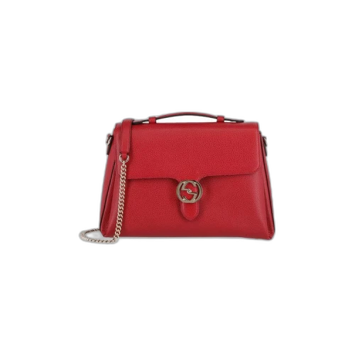 Gucci Double G Buckle Leather Messenger Bag Chain Large Red Handbag (Women's)