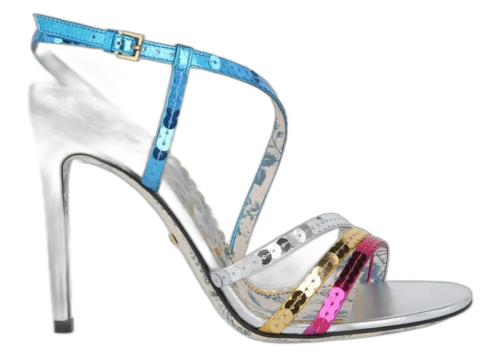 Gucci Multicolor Sequin Heel Sandals New Bright Pink Multi (Women's)