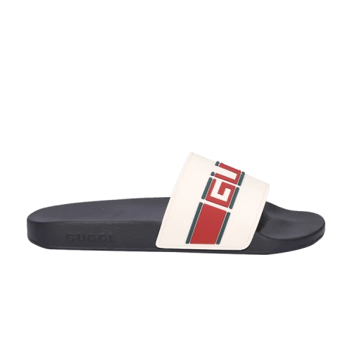 Gucci Stripe Rubber Slide Sandal 'White Red Green'