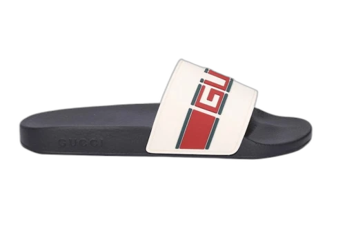 Gucci Stripe Rubber Slide White Red Green
