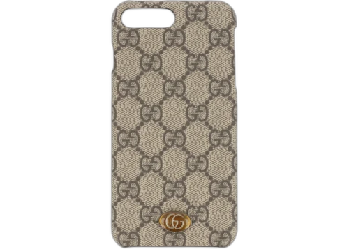 Gucci Women's GG Supreme iPhone 8 Plus Case Beige/Ebony/Light/Brown