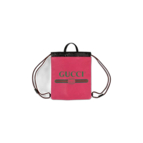 Gucci Leather Logo Print Drawstring Backpack 'Pink'