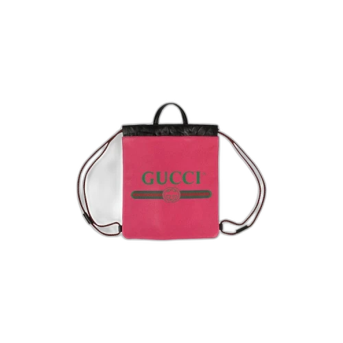 Gucci Pink Leather Logo Print Drawstring Backpack 'Pink'