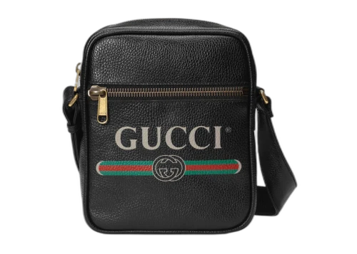 Gucci Print Messenger Bag Vintage Logo Black